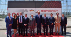 Mustafa Rama and Prime Ministers and Ministers of Energy and Stavileci Gjiknuri inauguration ceremony of the interconnection line Albania - Kosovo on June 26, 2016. The line has not been used yet.  Photo courtesy: Ministry of Energy and Industry