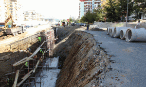 Punimet për ndërtimin e Unazës së re të Tiranës fotografuar më 2 tetor 2014. Foto: LSA