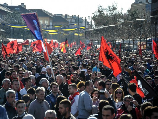 Protesta në Prishtinë, 17 shkurt 2016. Foto: Atdhe Mullaj/BIRN.