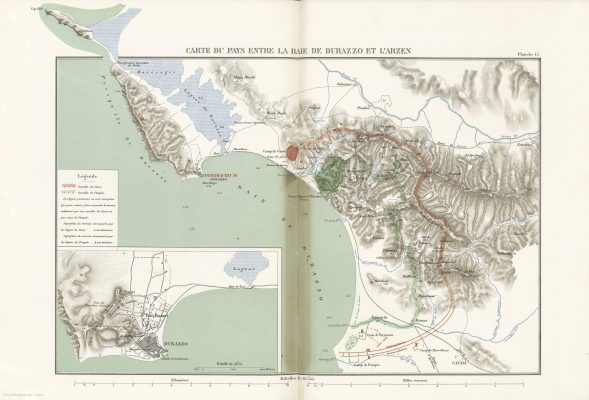 “Carte du Pays entre la baie de Durazzo et l’Arzen”, sipas Heuzey 1886