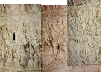 Peizazhe të tre qyteteve të Ilirisë Jugore në relievet e kolonës së Trajanit