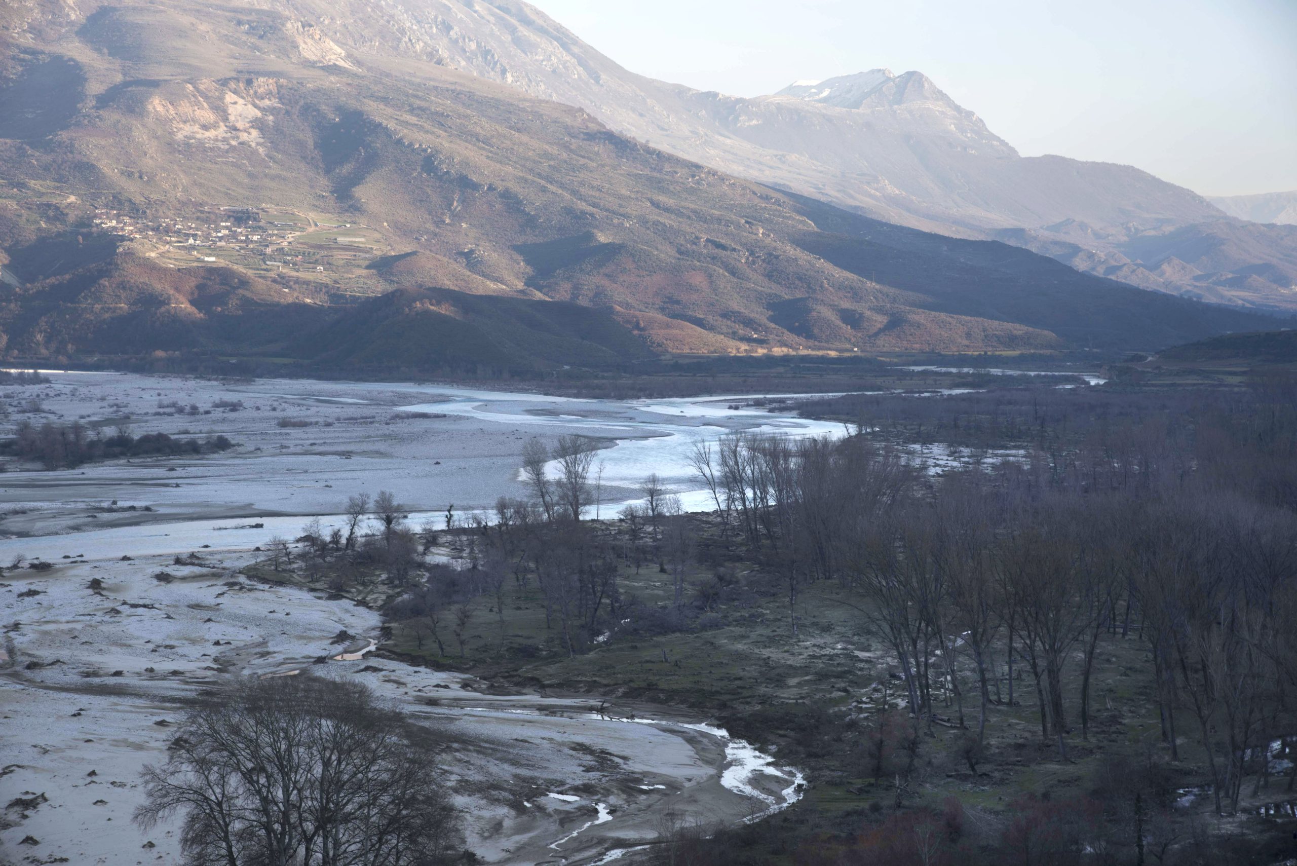 Ndërhyrjet në rrjedhën e lumit kanë ndikuar ndjeshëm ekosistemin e Vjosës dhe degëve të saj. Foto_Nensi_Bogdani