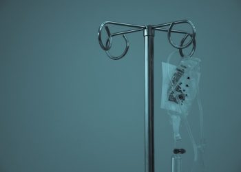 dextrose hanging on stainless steel IV stand