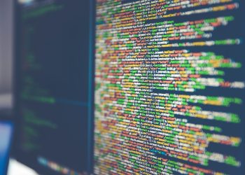 Colorful software or web code on a computer monitor