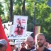 nje meme me simbolin e flamingove ne protesten kunder projektit ne zvernec. foto nensi bogdani