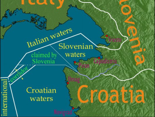 Harta e territorit të debatuar në gjirin Piran. | Foto: Wikimedia Commons