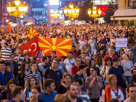 Protesta ne Shkup. Foto: Vanco Dzambaski