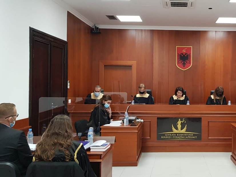 Prokurori Elvin Gokaj në seancën e parë përballë Kolegjit të Posaçëm të Apelimit. Foto: KPA