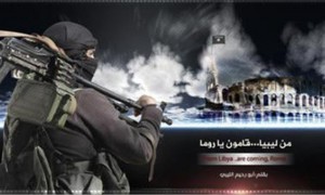 Grafikë propagandistike e ISIS duke pushtuar Koloseun e postuar në Twitter