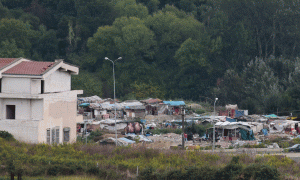 Kampi me baraka i romëve te Liqeni Artificial i Tiranës më 4 tetor 2015. Foto: Gjergj Erebara/BIRN