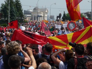 Protestat në Shkup. Foto: AP / Boris Grdanoski