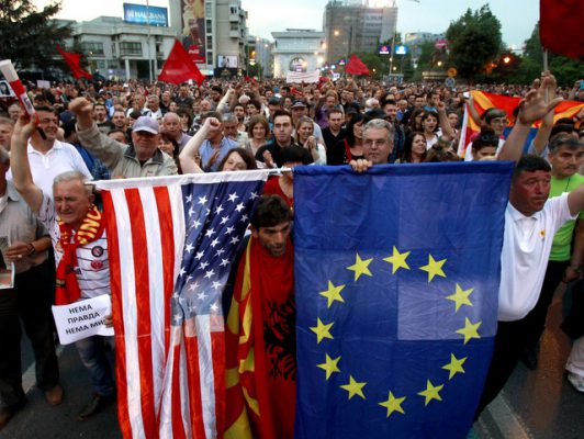 Protestat anti-qeveritare në Shkup. Foto: BETA