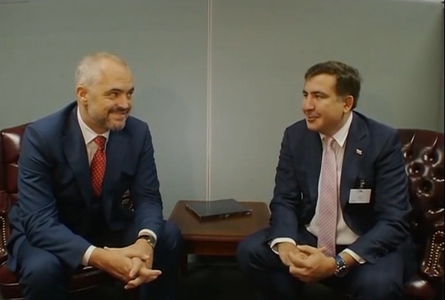 Edi Rama dhe Mikhel Saakashvili gjatë një takimi në Nju Jork
