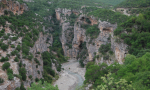 Rrjedhja e lumit në kanionin e Lengaricës, në fillim të shtatorit. Foto: Lindita Çela