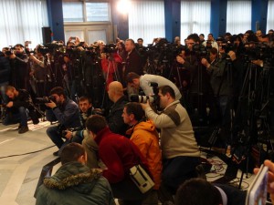 Media në deklaratën për shtyp të liderit të opozitës të hënën. Foto: Sinisa Jakov Marusic
