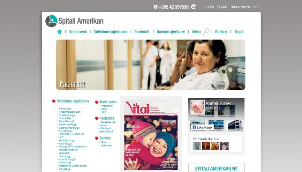 Printscreen e faqes web e Spitalit Amerikan 