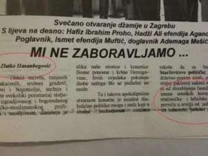 Fragmente të shkrimit të Hasanbegoviçit në gazetën Shteti i Pavarur i Kroacisë. | Foto: Novosti