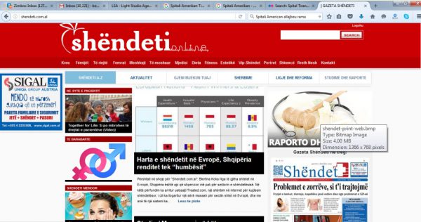 "Print screen" i faqes online të gazetës Shëndet Plus.
