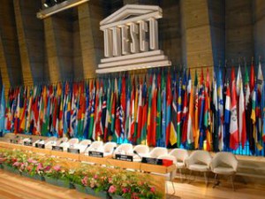 Flamujt e shteteve anëtare në UNESCO. Foto: BETA.